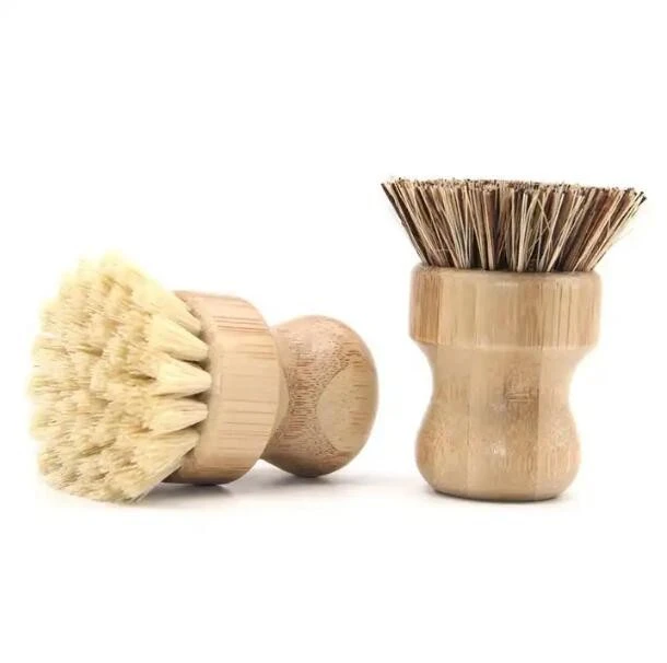 Palm Pot Bamboo Mini Dish Brush Natural Scrub Durable Scrubber Cleaning Kit Pot Brush