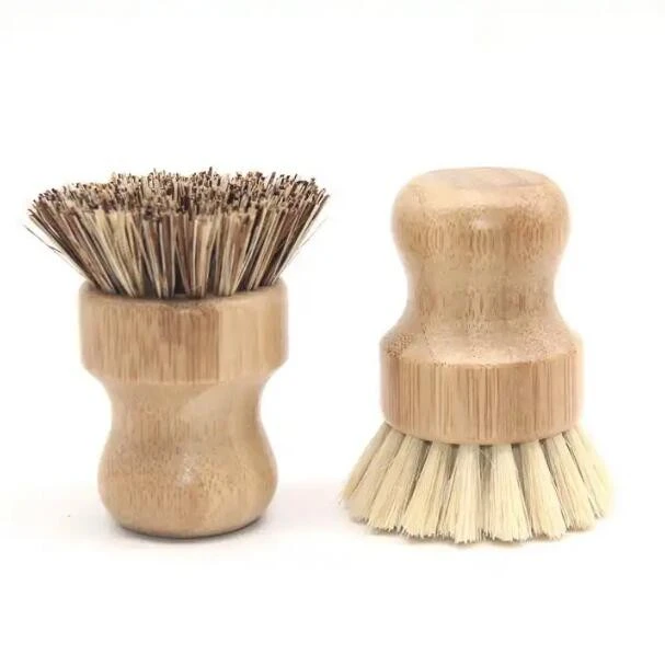 Palm Pot Bamboo Mini Dish Brush Natural Scrub Durable Scrubber Cleaning Kit Pot Brush